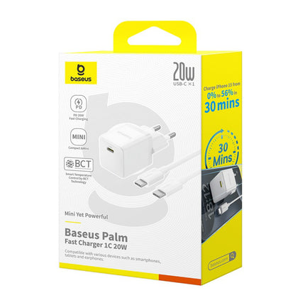 BASEUS Palm 1C 20W wall charger with USB-C 60W 1m cable - white – image 9