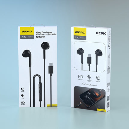 DUDAO USB-C 1.2m wired in-ear headphones - black – image 5