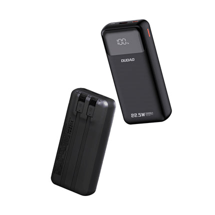 DUDAO Powerbank 20000mAh 22.5W PD USB-C USB-A with built-in iPhone Lightning USB-C cables - black – image 3