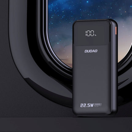 DUDAO Powerbank 20000mAh 22.5W PD USB-C USB-A with built-in iPhone Lightning USB-C cables - black – image 6