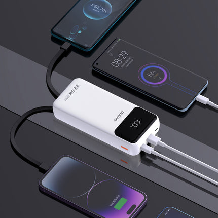 DUDAO Powerbank 20000mAh 22.5W PD USB-C USB-A with built-in iPhone Lightning USB-C cables - white – image 3