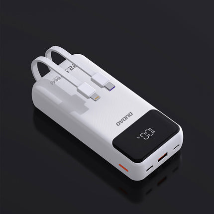 DUDAO Powerbank 20000mAh 22.5W PD USB-C USB-A with built-in iPhone Lightning USB-C cables - white – image 7