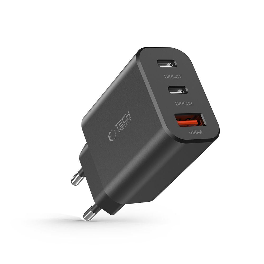 Tech-Protect NC30W 2x USB-C USB-A 30W wall charger - black – image 6