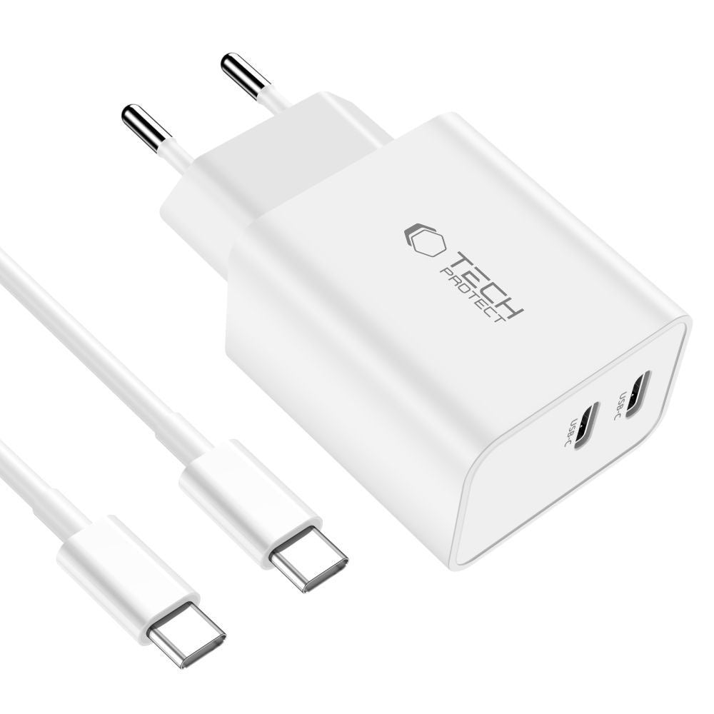 Tech-Protect C35W 2x USB-C wall charger with 35W USB-C cable - white – image 3