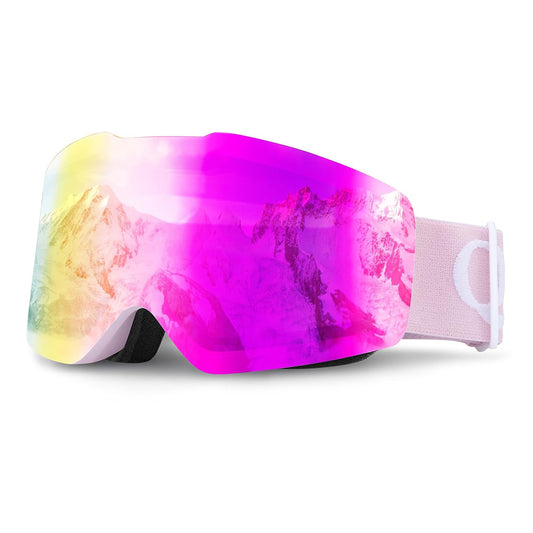 Qunature UV400 anti-fog frameless ski goggles - pink