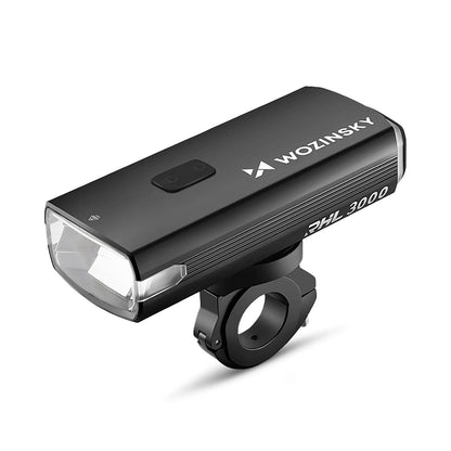 WOZINSKY Front bicycle light with USB-C cable 3000 lm - black
