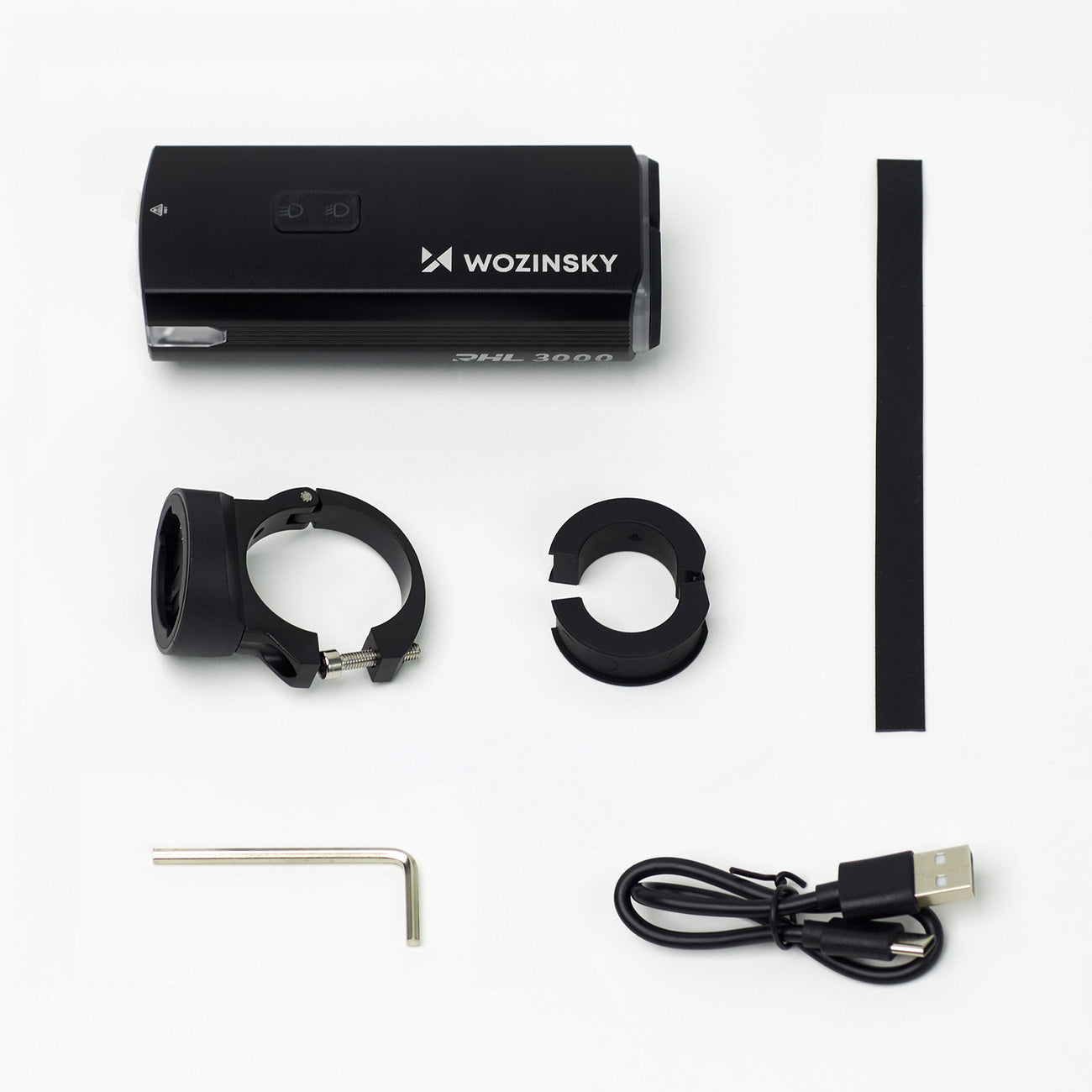 WOZINSKY Front bicycle light with USB-C cable 3000 lm - black – image 3