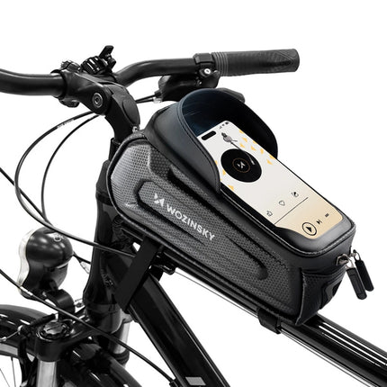 WOZINSKY Armored bicycle pannier bag with phone pocket 1.7 l - black