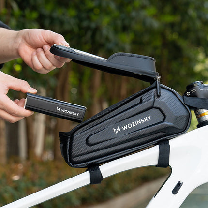 WOZINSKY Armored bicycle pannier bag with phone pocket 1.7 l - black – image 4