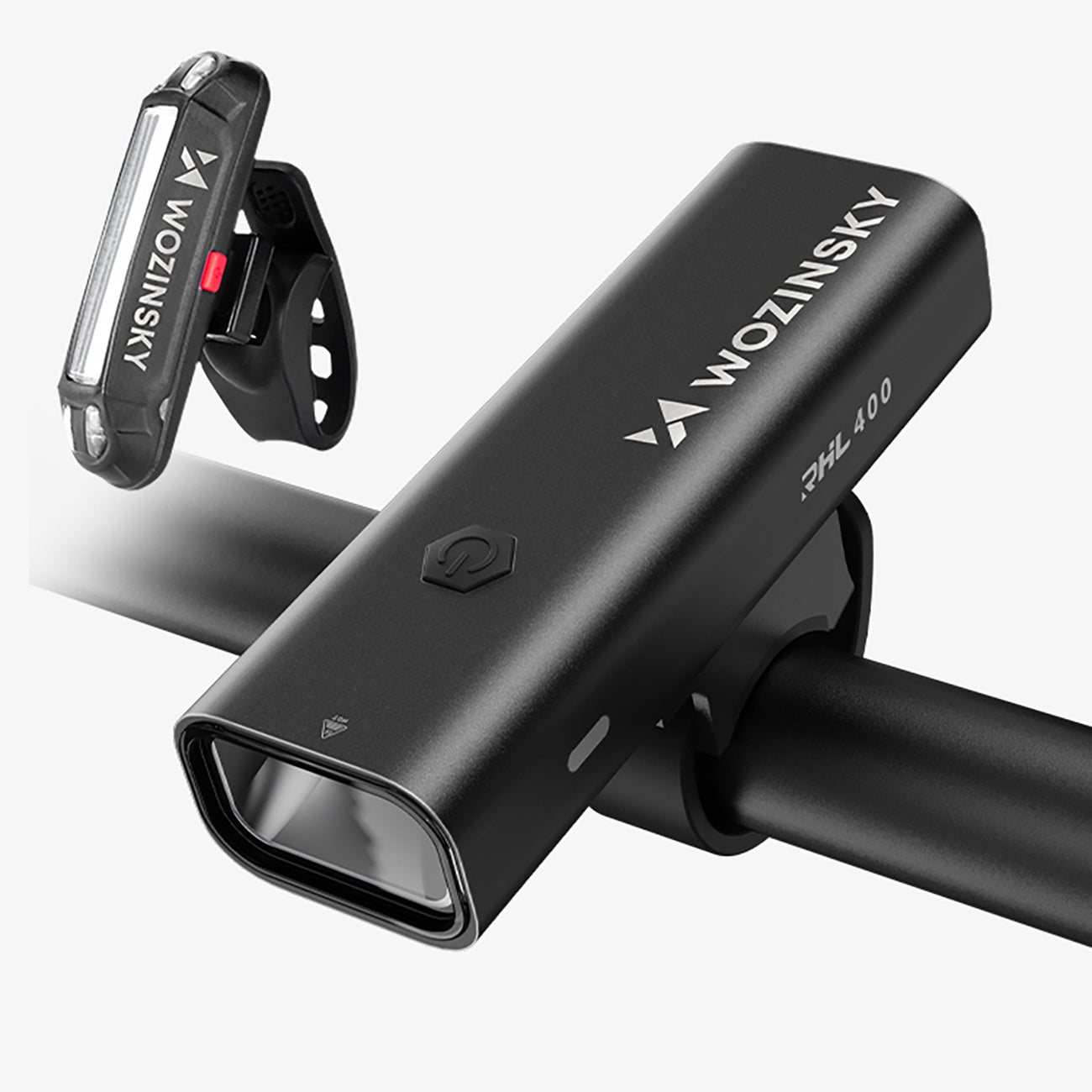 WOZINSKY Set of rechargeable bicycle lights front and rear 400 lm - black – image 4