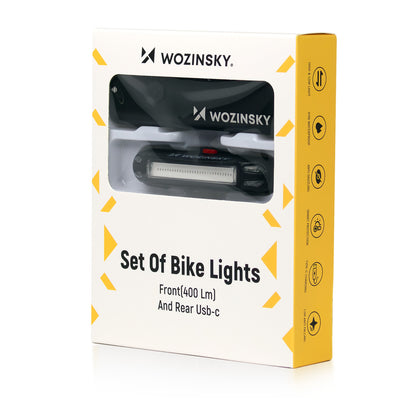 WOZINSKY Set of rechargeable bicycle lights front and rear 400 lm - black – image 6