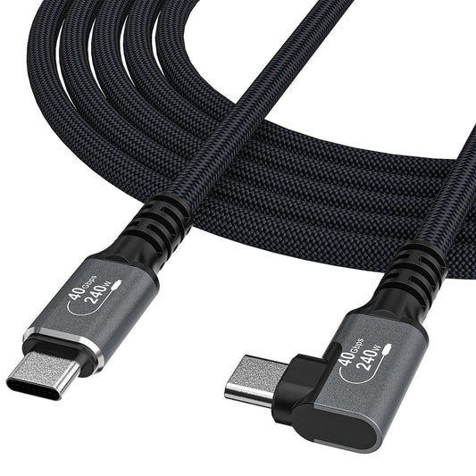WOZINSKY Thunderbolt 4 USB-C 240W 4K 1m angled cable - black