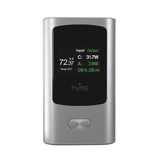 PURO Powerbank 10000mAh with display USB-A USB-C 45W - gray