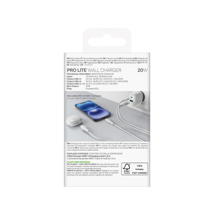 PURO USB-A USB-C 20W wall charger with 1.2m USB-C cable - white – image 3