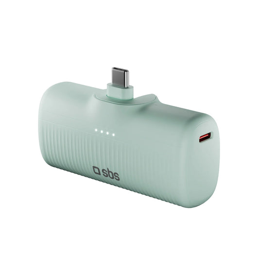 SBS EcoPower 5000 mAh 10W powerbank with built-in USB-C port - green