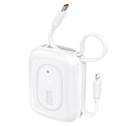 DUDAO Powerbank K32 10000 mAh with built-in USB-C cable iPhone Lightning 22.5W - white