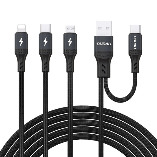 DUDAO USB-A USB-C to Lightning USB-C MicroUSB 66W multifunction cable - black
