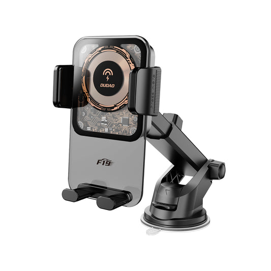 DUDAO Clamp car holder with 15W inductive charger - black