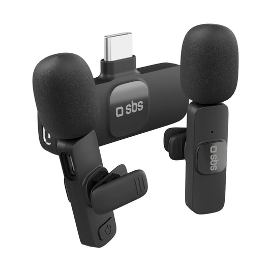 SBS Wireless lavalier microphones with USB-C receiver, black - 2 pcs.