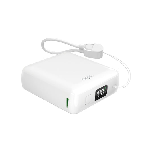 PURO Powerbank 10000mAh USB-A USB-C with built-in display, 20W USB-C cable - white