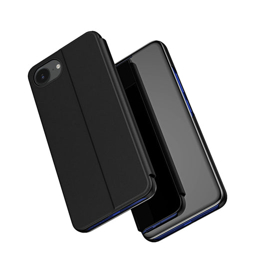 HURTEL iPhone 16e Clear View Case with flap - black