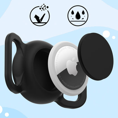 HURTEL Silicone waterproof AirTag locator case for dog and cat collar - black – image 7