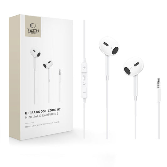 Tech-Protect Ultraboost Core G2 Mini Jack wired in-ear headphones - white