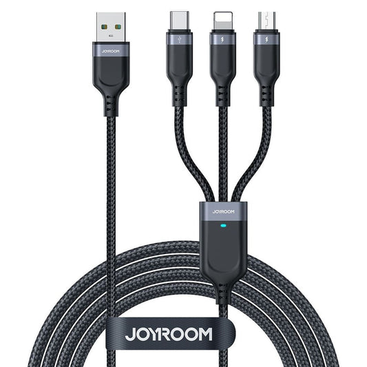 JOYROOM 3in1 USB-A - Lightning USB-C MicroUSB cable 1.2m - black