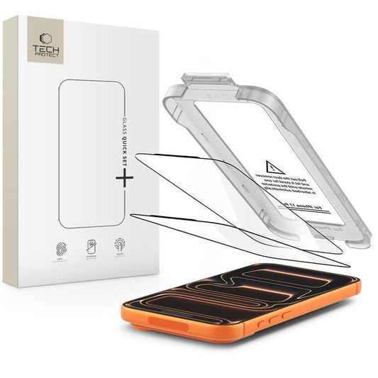 Tech-Protect Tempered glass for iPhone 17 Pro Max with Quick Set+ applicator, black - 2 pcs.