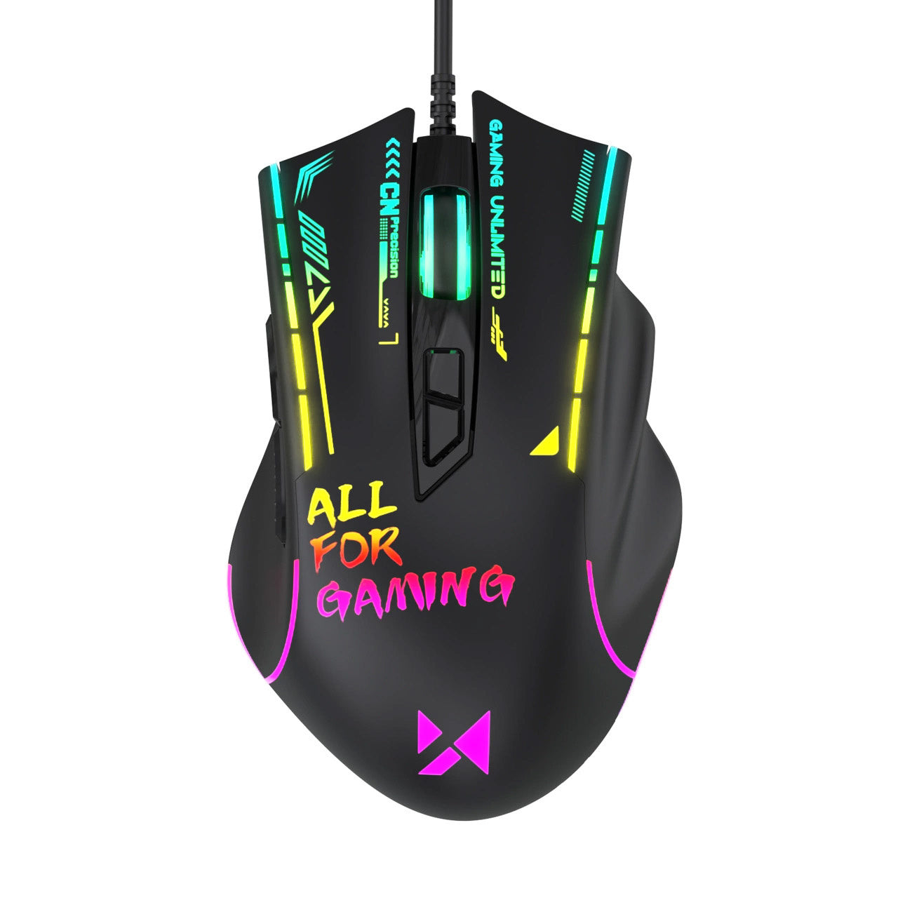 WOZINSKY Wired optical gaming mouse with backlight, 7 buttons, 7200 DPI RGB - black – image 2