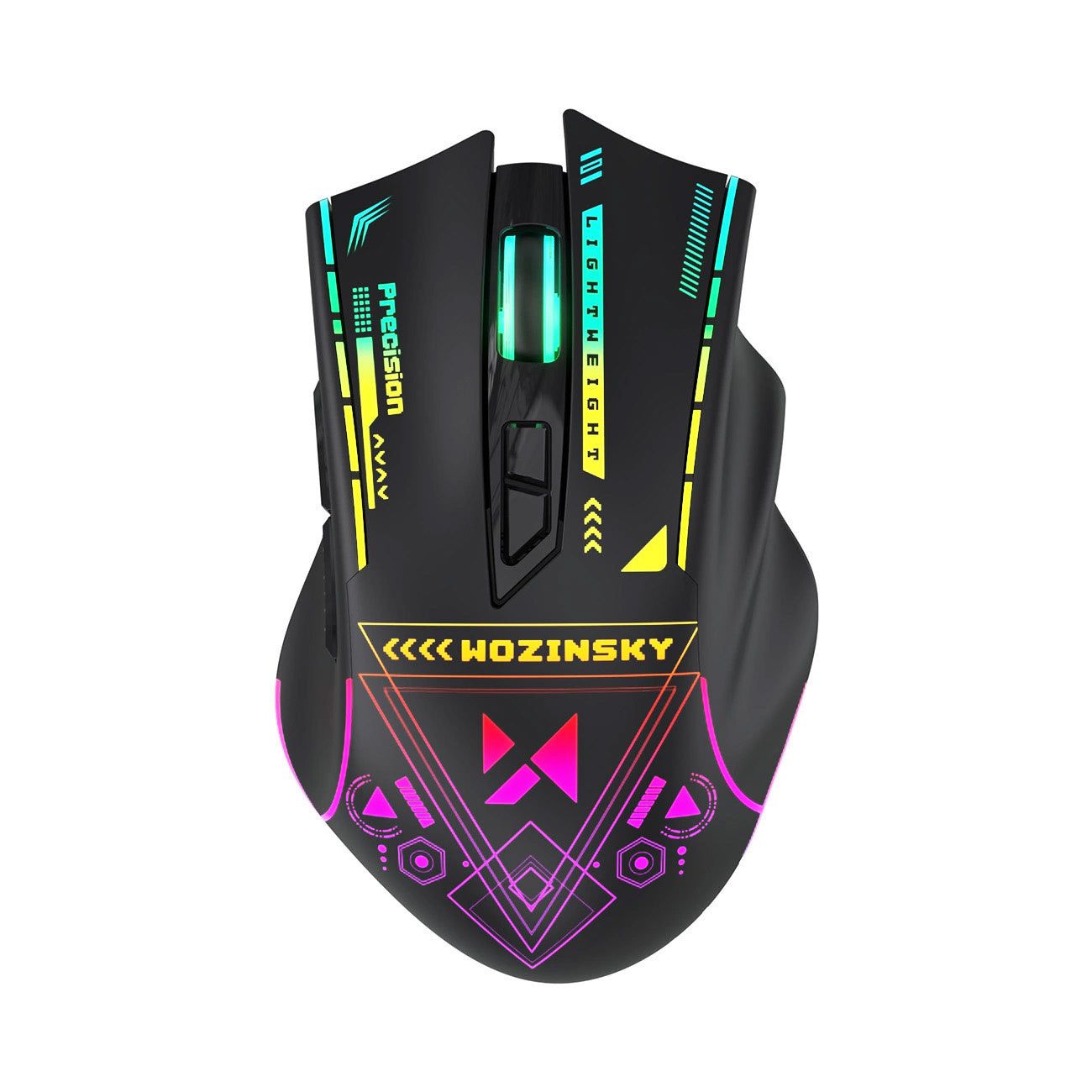 WOZINSKY Wireless optical gaming mouse with rechargeable battery and RGB lighting 3200 DPI - black – image 2