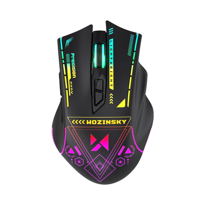 WOZINSKY Wireless optical gaming mouse with rechargeable battery and RGB lighting 3200 DPI - black – image 2