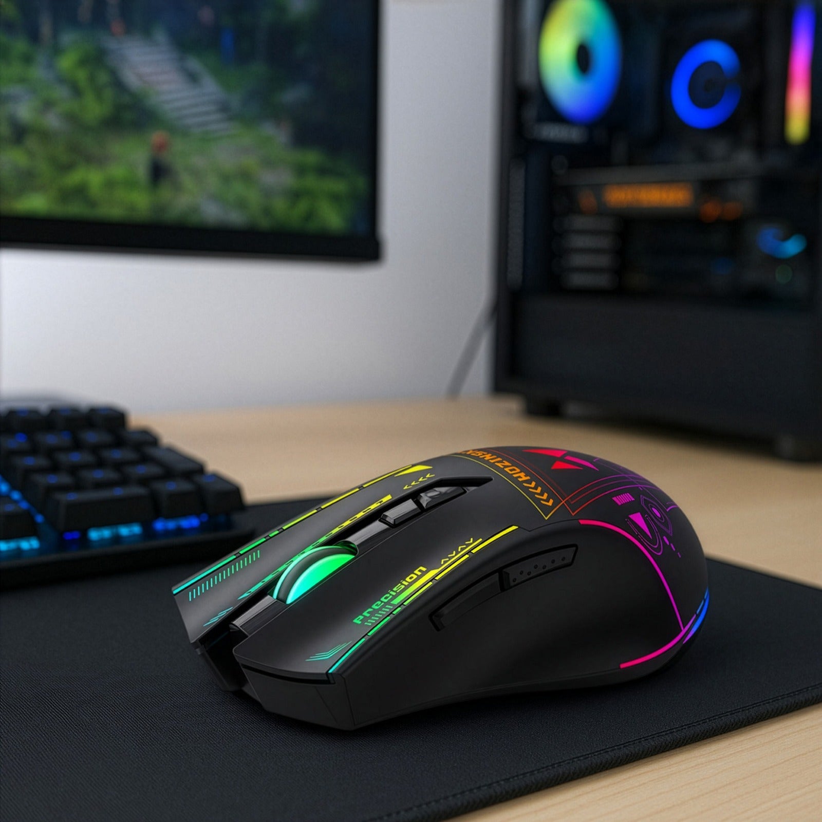 WOZINSKY Wireless optical gaming mouse with rechargeable battery and RGB lighting 3200 DPI - black – image 6