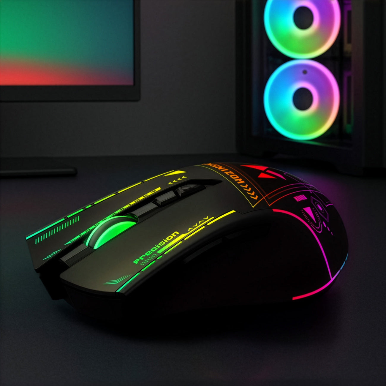 WOZINSKY Wireless optical gaming mouse with rechargeable battery and RGB lighting 3200 DPI - black – image 7