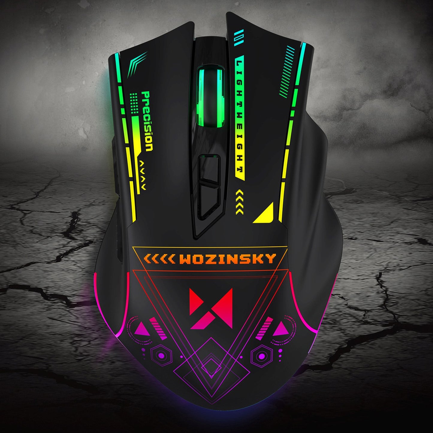 WOZINSKY Wireless optical gaming mouse with rechargeable battery and RGB lighting 3200 DPI - black – image 9