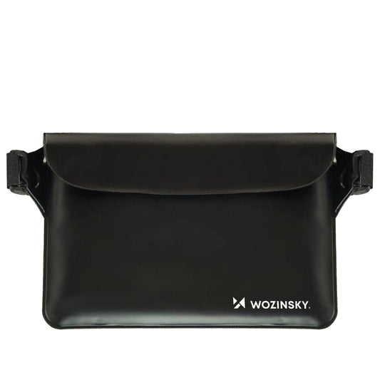 WOZINSKY Waterproof PVC waist bag for phone, documents - black