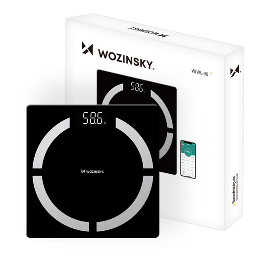 WOZINSKY Intelligent analytical Bluetooth bathroom scale 180 kg - black