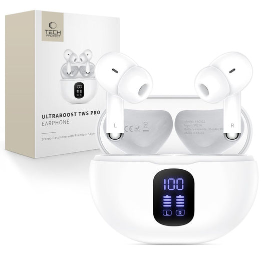 Tech-Protect UltraBoost TWS Pro G2 wireless in-ear headphones - white