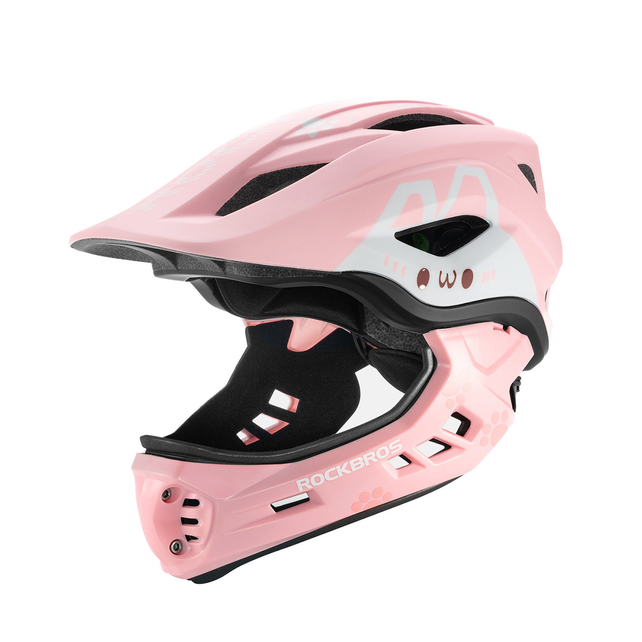 ROCKBROS Children's bicycle helmet with detachable visor, size M 54-58cm - pink rabbit