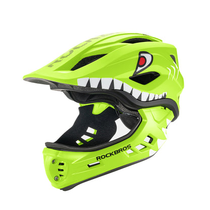 ROCKBROS Children's bicycle helmet with detachable visor, size M 54-58cm - green shark