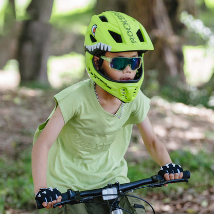 ROCKBROS Children's bicycle helmet with detachable visor, size M 54-58cm - green shark – image 4