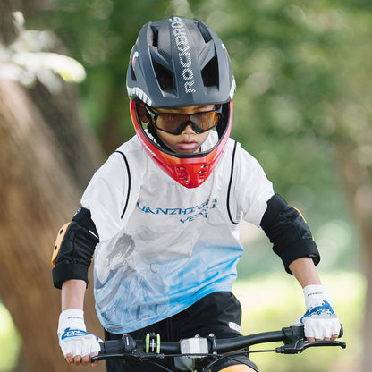 ROCKBROS Children's bicycle helmet with detachable visor, size M 54-58cm - black shark – image 5