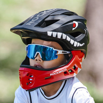 ROCKBROS Children's bicycle helmet with detachable visor, size M 54-58cm - black shark – image 6