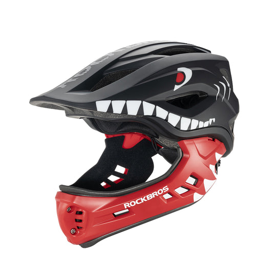 ROCKBROS Children's bicycle helmet with detachable visor, size S 48-52cm - black shark