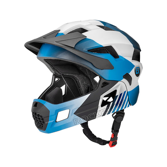 ROCKBROS Children's bicycle helmet with detachable visor, size S 48-54cm - blue