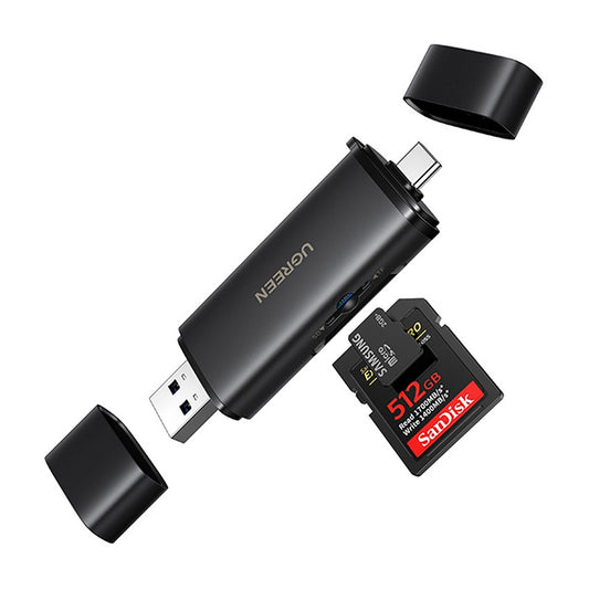 UGREEN 2in1 SD microSD USB-C USB-A UHS-II memory card reader - black