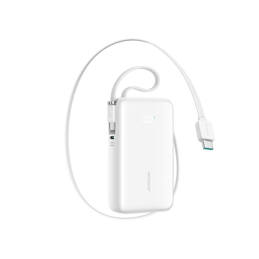 JOYROOM JR-PR2 10000mAh 35W Powerbank with Retractable USB-C Cable and iPhone Lightning Cable - White