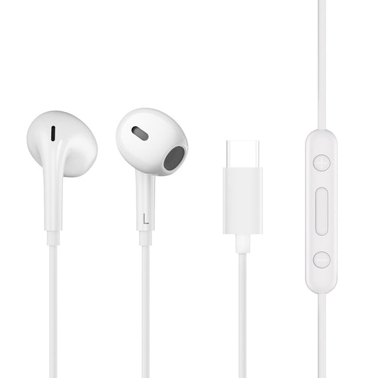 QCY LH1 1.15m wired in-ear headphones with remote control and microphone - white