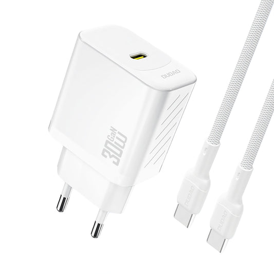 DUDAO USB-C wall charger with USB-C GaN PD 30W cable - white