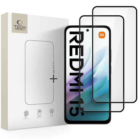 Tech-Protect Tempered glass for Xiaomi Redmi 15 4G / 5G Glass Fit+ black - 2 pcs.